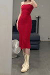 Marc le bihan belted tube top dress 21938-E21 POPPY